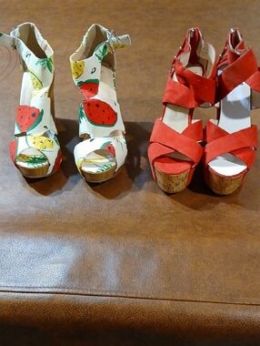 Dolce Vita Red Suede Cork Wedge Sandals